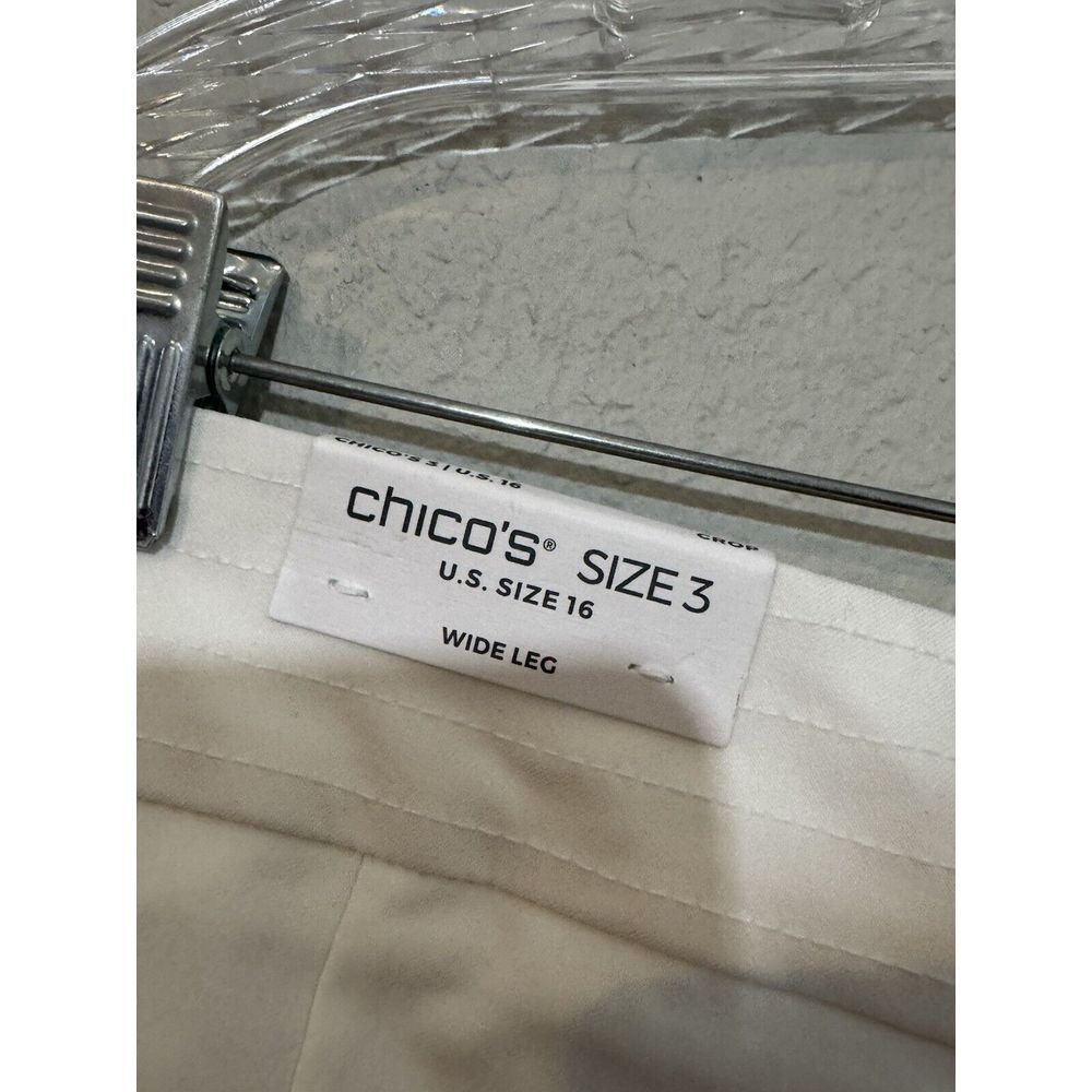 Chico's Pants‎ Womens Size 3 US SZ 16 White Wide Leg Crop NEW - Picture 3 of 5